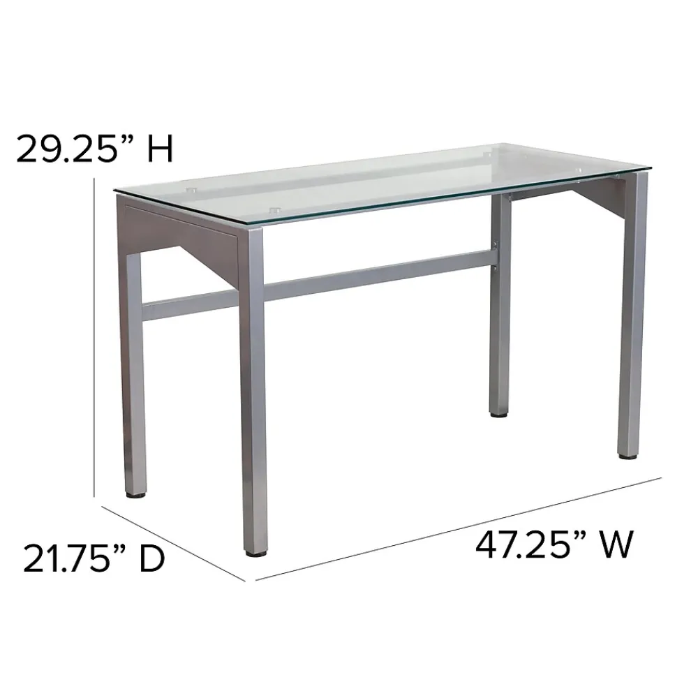 Computer Desks*Flash Furniture 47" Glass Glass Computer Desks Clear/Silver (NANYLCD1219)