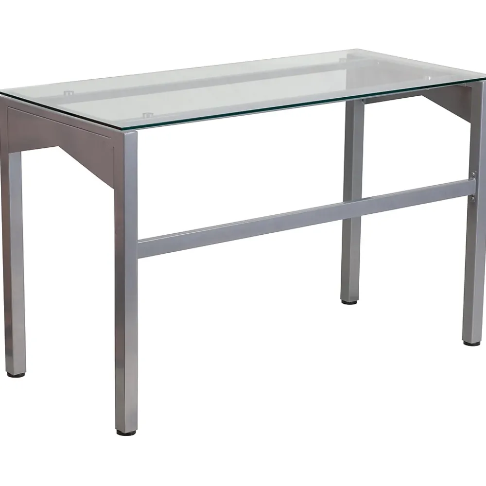 Computer Desks*Flash Furniture 47" Glass Glass Computer Desks Clear/Silver (NANYLCD1219)