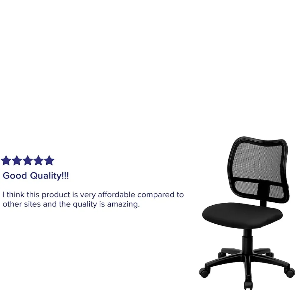 Office Chairs*Flash Furniture Alber Armless Ergonomic Mesh Swivel Mid-Back Task Office Chair, Black (WLA277BK)