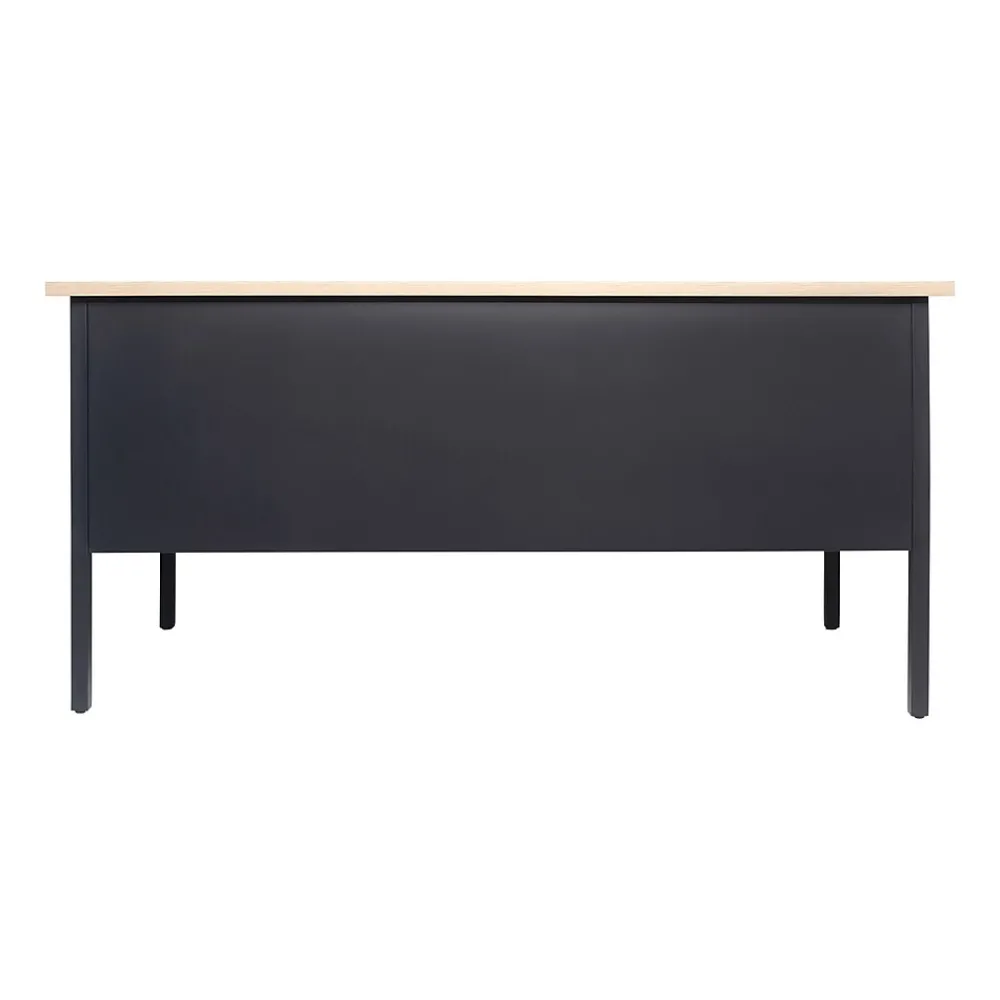 Office Desks*Flash Furniture Cambridge 70"W Double Pedestal Desk, (GCMBLK180WOK) White Oak/Black