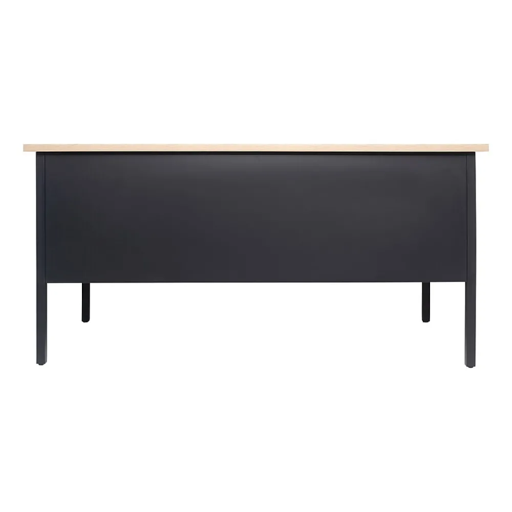 Office Desks*Flash Furniture Cambridge 60"W Double Pedestal Desk, (GCMBLK179WOK) White Oak/Black