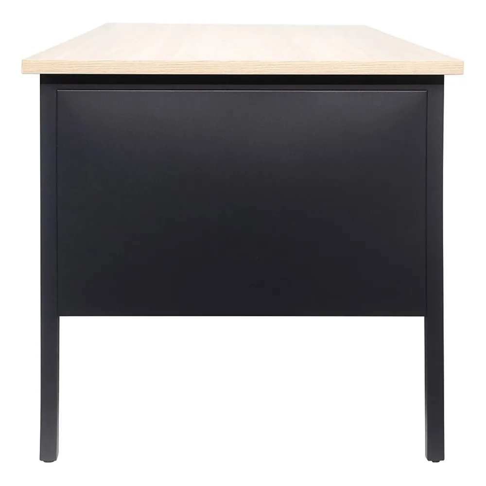 Office Desks*Flash Furniture Cambridge 60"W Double Pedestal Desk, (GCMBLK179WOK) White Oak/Black