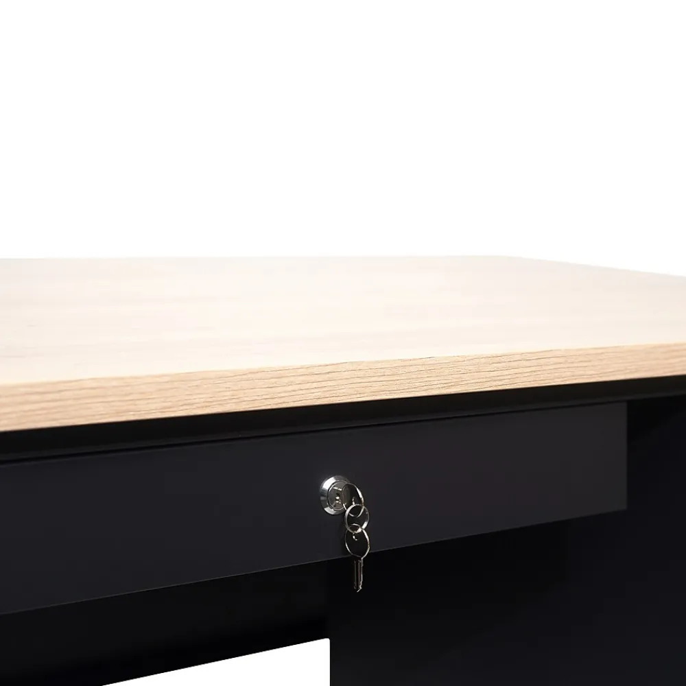 Office Desks*Flash Furniture Cambridge 48"W Single Pedestal Desk, (GCMBLK173WOK) White Oak/Black