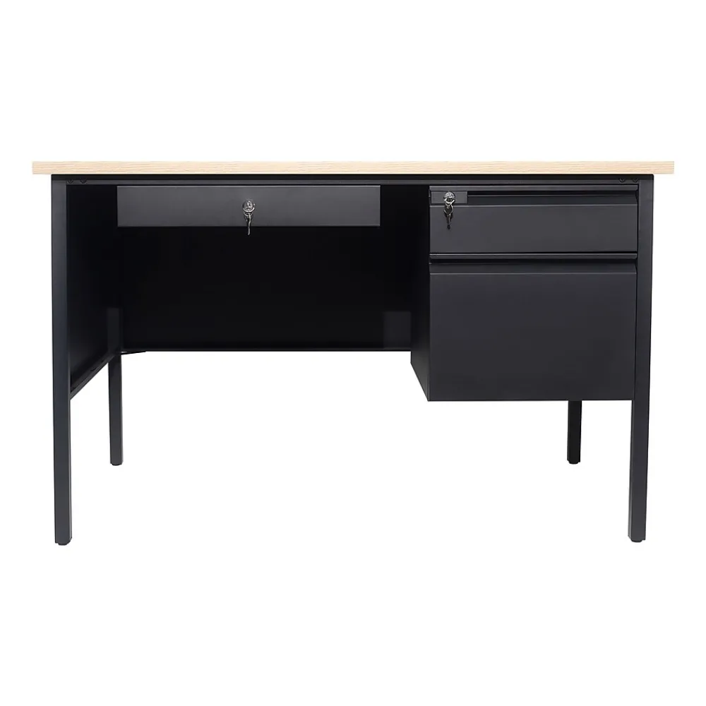 Office Desks*Flash Furniture Cambridge 48"W Single Pedestal Desk, (GCMBLK173WOK) White Oak/Black