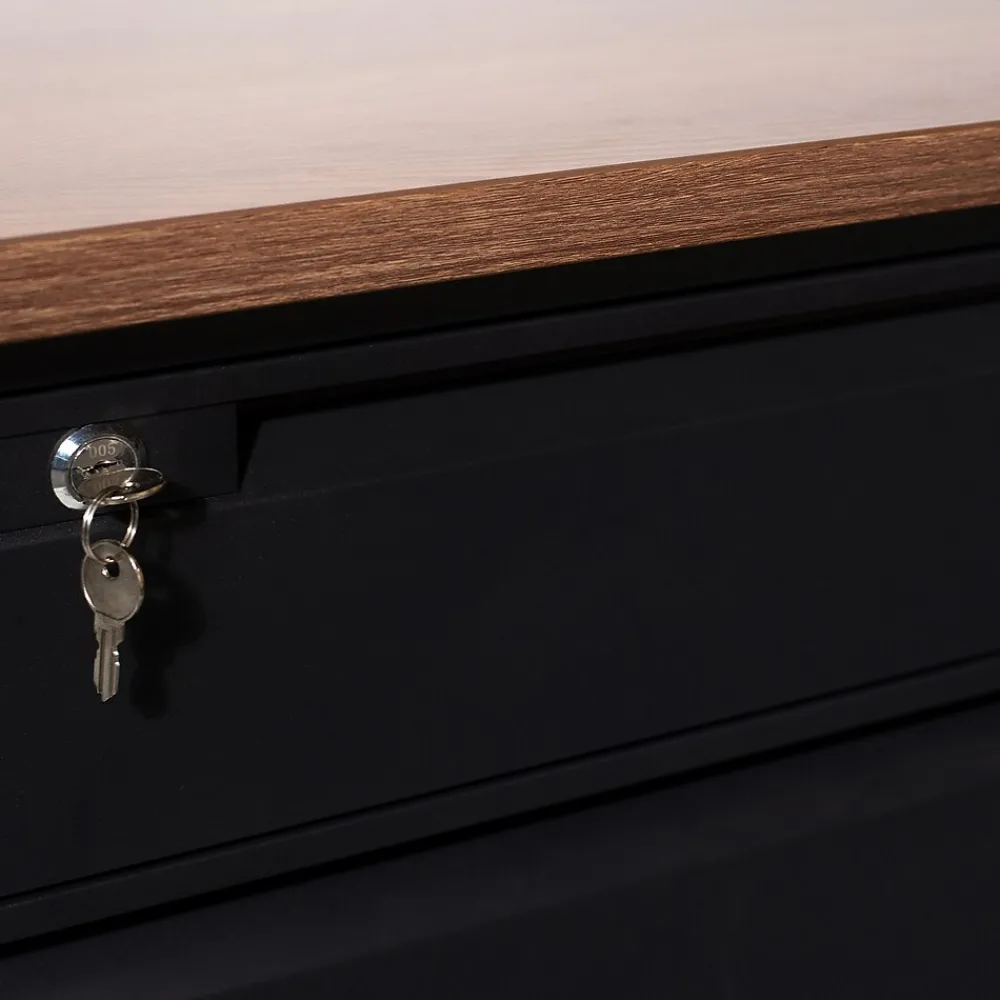 Office Desks*Flash Furniture Cambridge 70"W Single Pedestal Desk, (GCMBLK177WLN) Walnut/Black