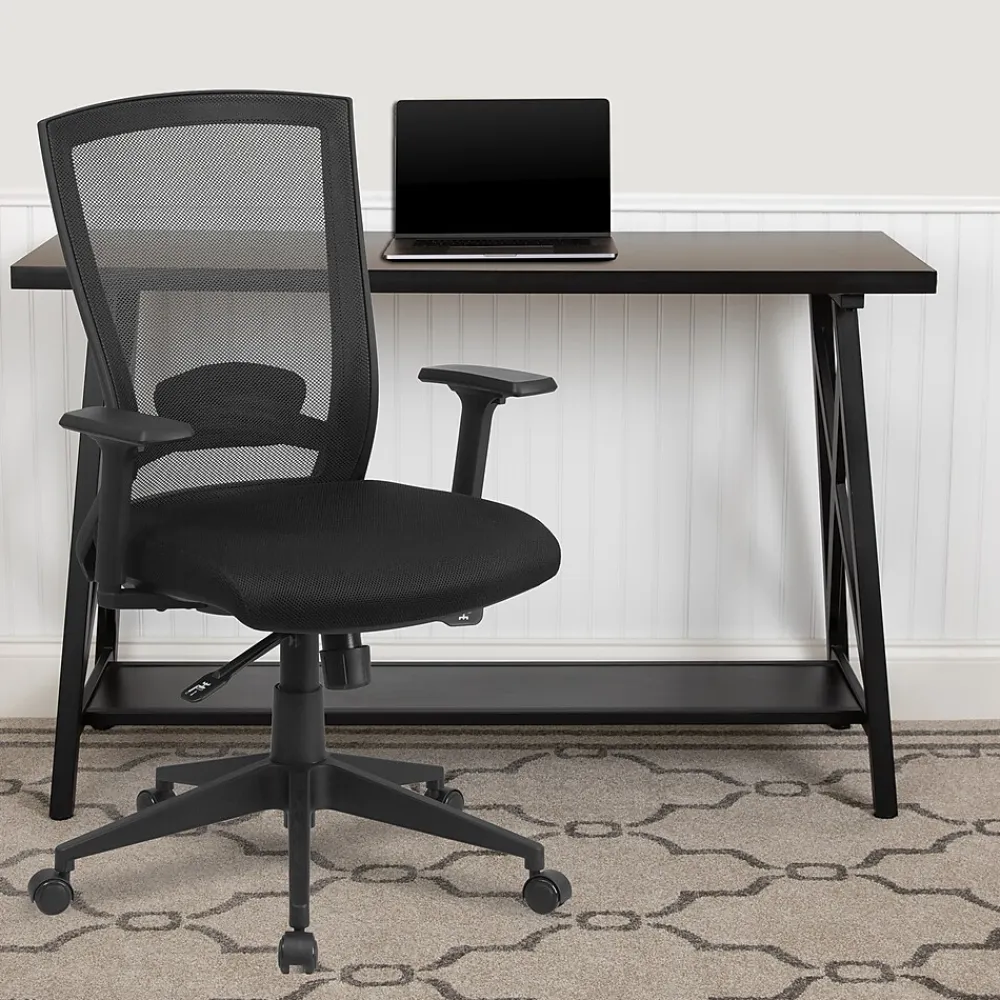 Office Chairs*Flash Furniture Cleo Ergonomic Mesh Swivel Mid-Back Executive Office Chair, Black (HL0004K)
