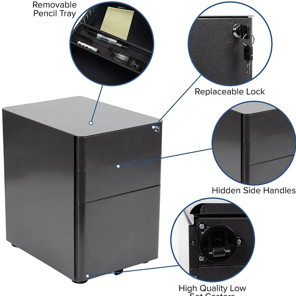 File Cabinets*Flash Furniture 3-Drawer Cabinet, Legal & Letter Files, Black, 21" (HZCHPL01BK)