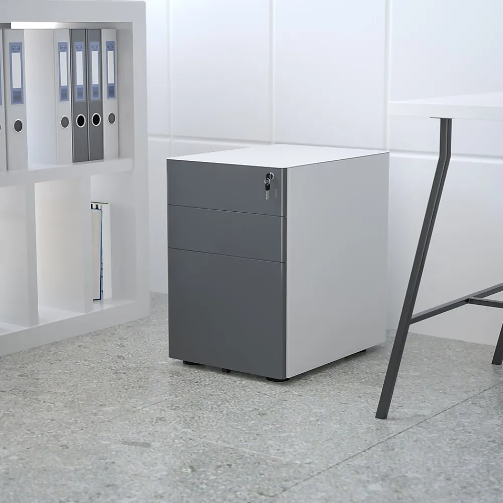 File Cabinets*Flash Furniture 3-Drawer Cabinet, Legal & Letter Files, White/Charcoal, 21" (HZCHPL02GRYWH)