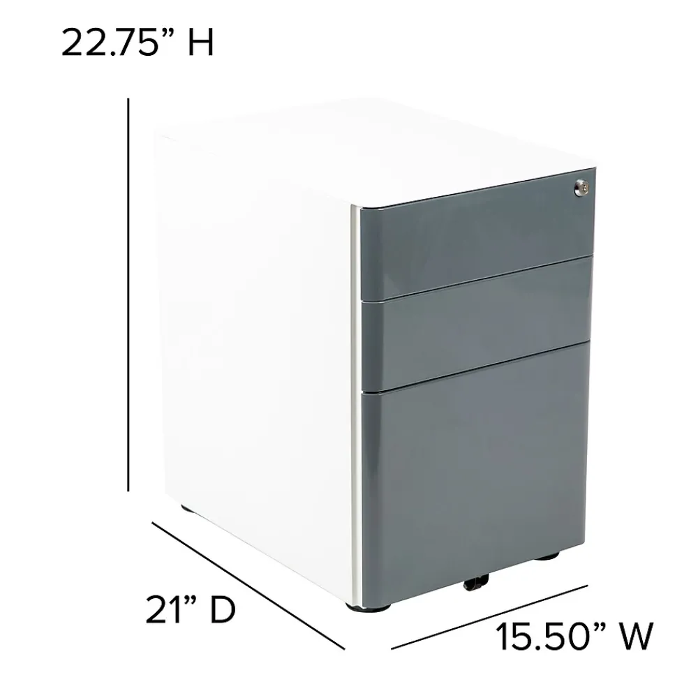 File Cabinets*Flash Furniture 3-Drawer Cabinet, Legal & Letter Files, White/Charcoal, 21" (HZCHPL02GRYWH)