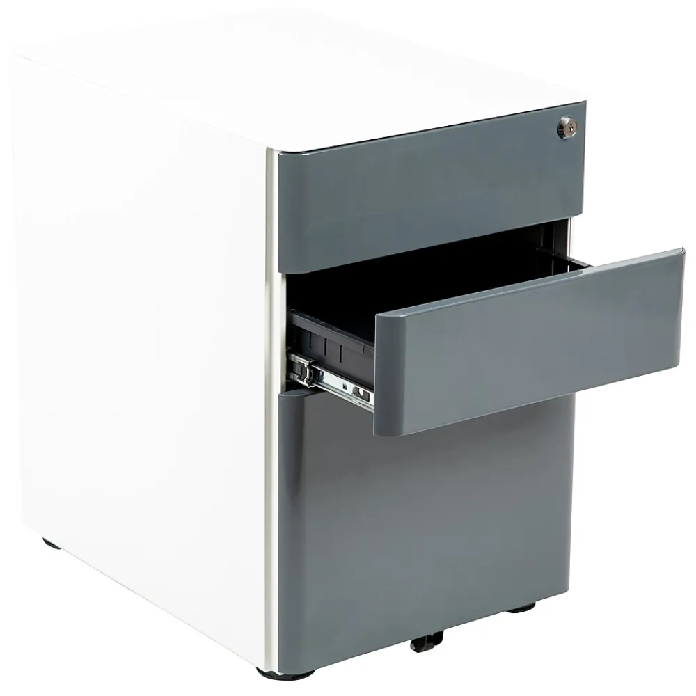 File Cabinets*Flash Furniture 3-Drawer Cabinet, Legal & Letter Files, White/Charcoal, 21" (HZCHPL02GRYWH)