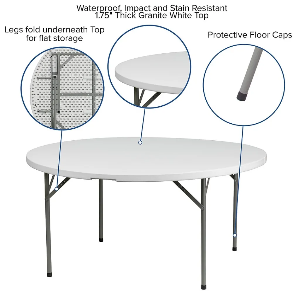 Folding Tables*Flash Furniture Elon Folding Table, 60.75" x 60.75", Granite White (DADYCZ1GW)