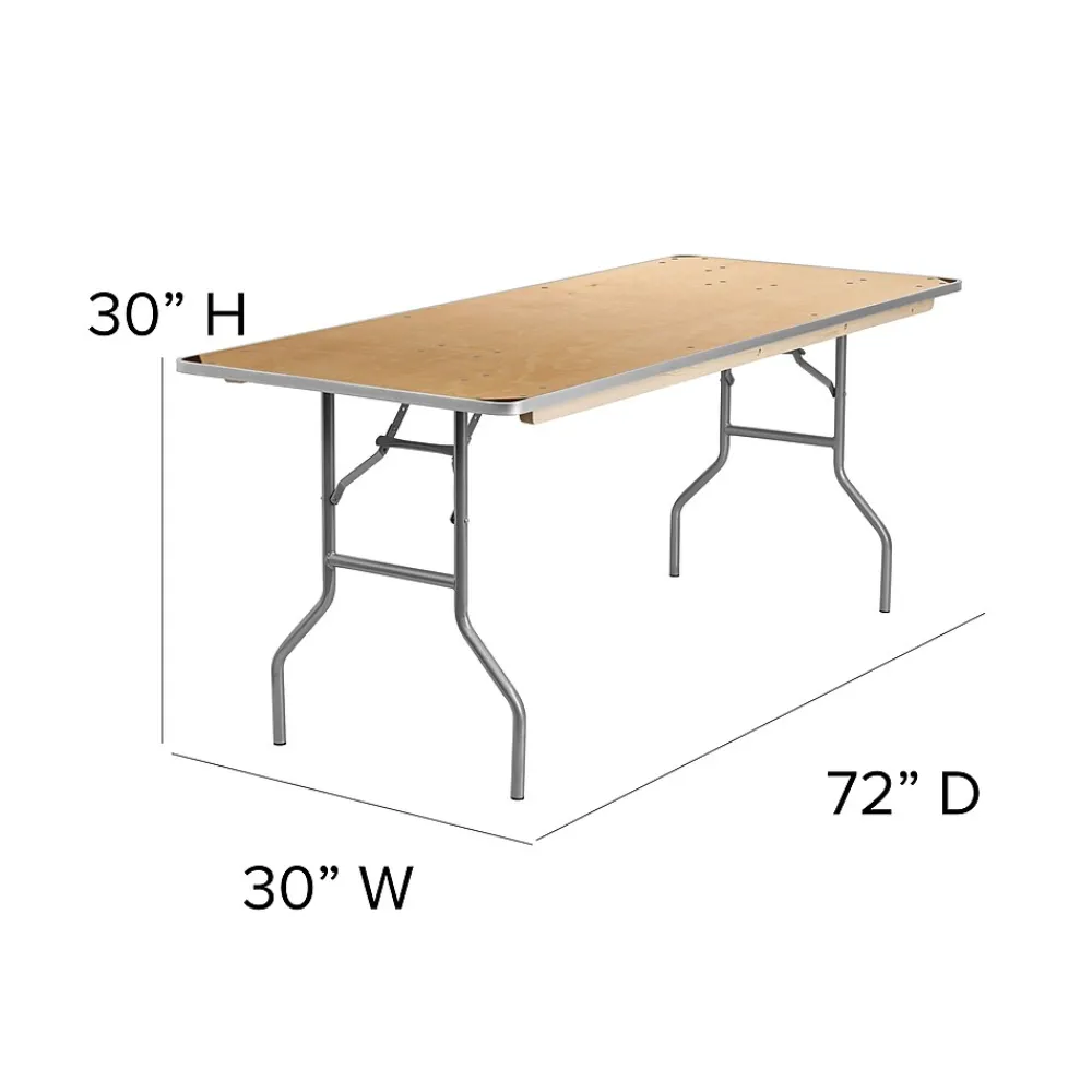 Folding Tables*Flash Furniture Fielder Folding Table, 72" x 30", Birchwood (XA3072BIRCHM)
