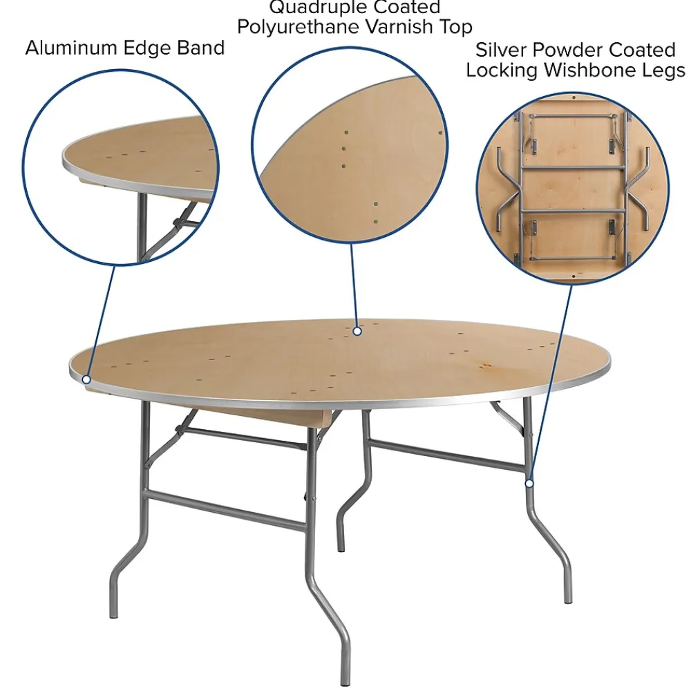 Folding Tables*Flash Furniture Fielder Folding Table, 60" x 60", Birchwood (XA60BIRCHM)