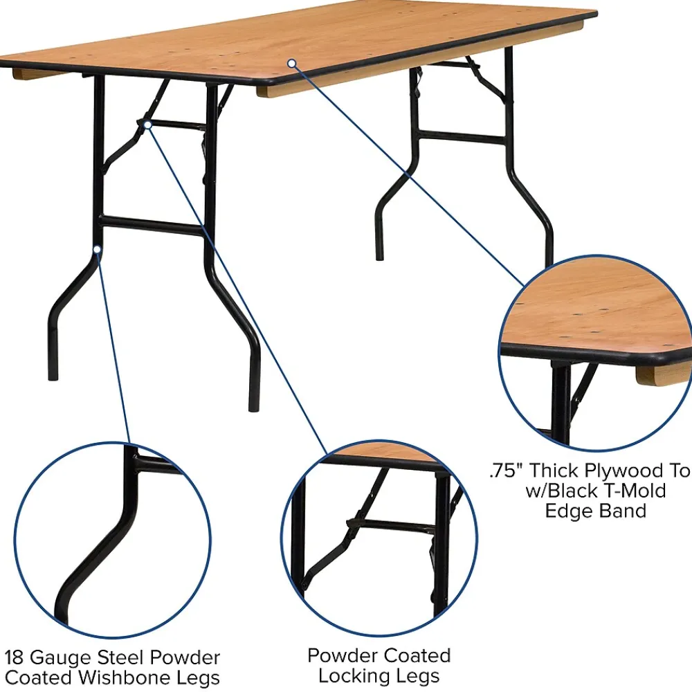 Folding Tables*Flash Furniture Gael Folding Table, 72" x 30", Natural (YTWTFT3072TBL)