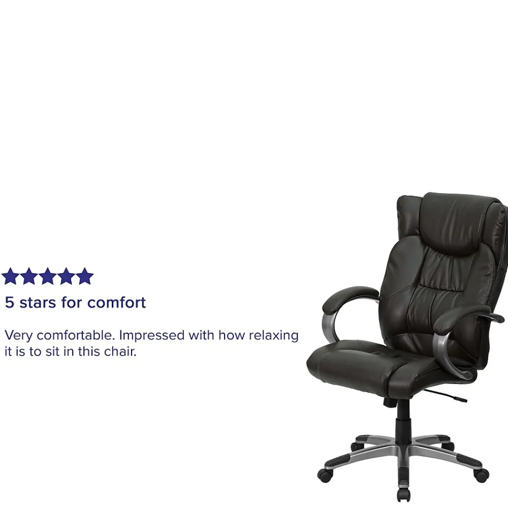 Office Chairs*Flash Furniture Hansel Ergonomic LeatherSoft Swivel High Back Executive Office Chair, Espresso Brown (BT9088BRN)