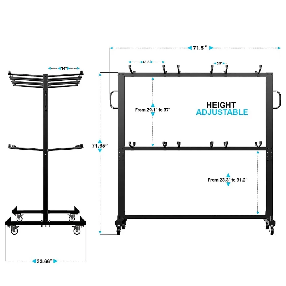 Flash Furniture Hawkins Folding Table and Chairs Mobile Cart, 660 lb. Capacity, Black (QINSHD245425)