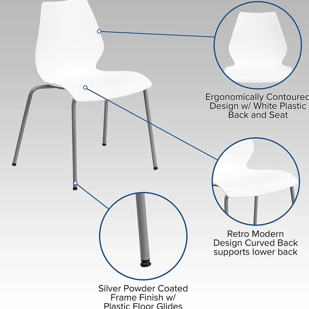 Folding & Stacking*Flash Furniture HERCULES Series Plastic Stack Chair with Lumbar Support, White (RUT288WH)