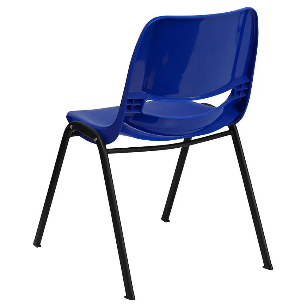 Folding & Stacking*Flash Furniture Hercules Shell Ergonomic Stack Chair With Black Frame and 14" Seat, Navy, 15/Pack