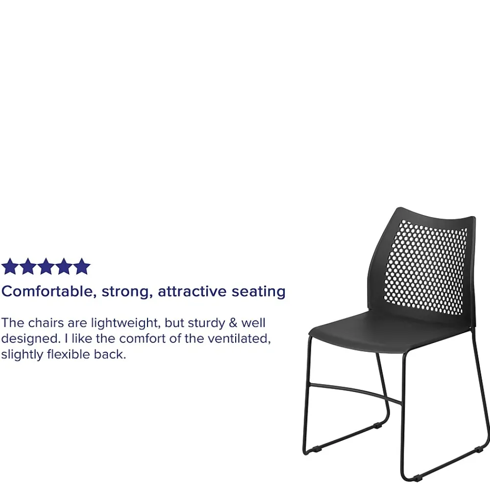 Folding & Stacking*Flash Furniture HERCULES Series Plastic Stack Chair with Air-Vent Back and Sled Base, Black (RUT498ABK)