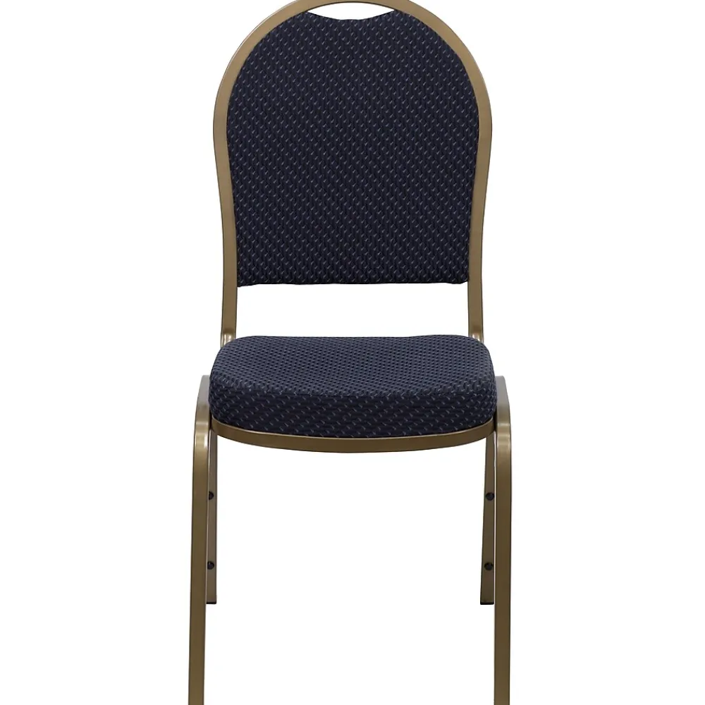 Folding & Stacking*Flash Furniture HERCULES™ Fabric Gold Frame Dome Back Banquet Chair, Navy, 4/Pack (4FDC03AG3774)