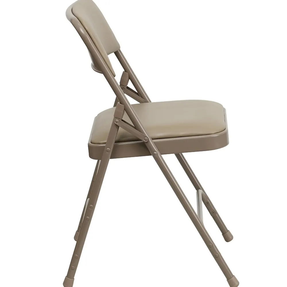 Folding & Stacking*Flash Furniture HERCULES™ Curved Triple Braced Vinyl Armless Folding Chair, Beige, 4/Pack (4HF3MC309AVBGE)