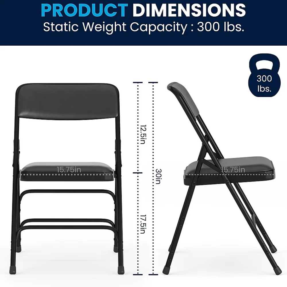 Folding & Stacking*Flash Furniture HERCULES Vinyl Upholstered Reception Chair, Black, 4/Pack (HA-MC309AV-BK-GG)
