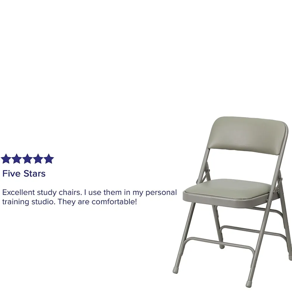 Folding & Stacking*Flash Furniture HERCULES™ Curved Triple Braced Vinyl Armless Folding Chair, Gray, 4/Pack