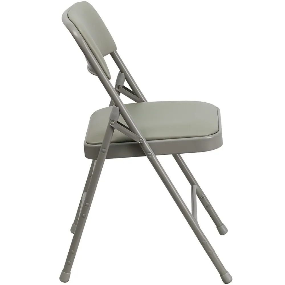 Folding & Stacking*Flash Furniture HERCULES™ Curved Triple Braced Vinyl Armless Folding Chair, Gray, 4/Pack