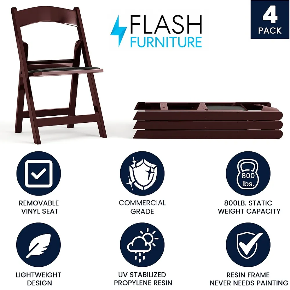 Folding & Stacking*Flash Furniture HERCULES™ Vinyl Armless Folding Chair, Red Mahogany, 4/Pack