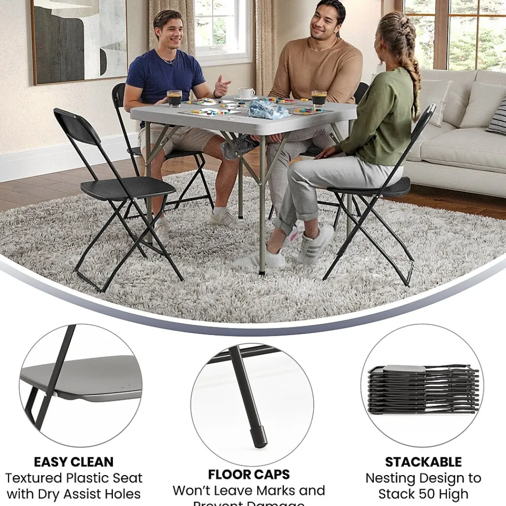 Folding & Stacking*Flash Furniture HERCULES™ Plastic Armless Folding Chair, Black, 60/Pack