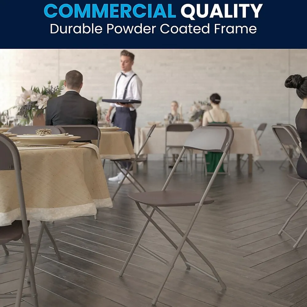 Folding & Stacking*Flash Furniture HERCULES™ Plastic Armless Folding Chair, Premium Brown, 10/Pack
