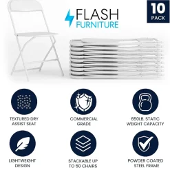 Folding & Stacking*Flash Furniture HERCULES Plastic Office Chair, White, 10/Pack (LE-L-3-WHITE-GG)