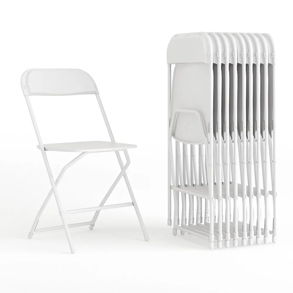 Folding & Stacking*Flash Furniture HERCULES™ Plastic Armless Folding Chair, Premium White, 32/Pack