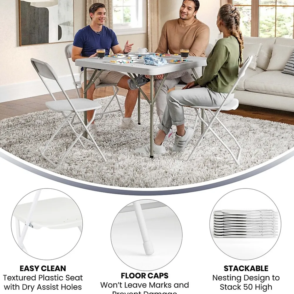 Folding & Stacking*Flash Furniture HERCULES™ Plastic Armless Folding Chair, Premium White, 32/Pack