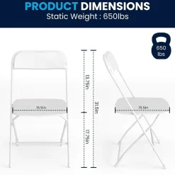 Folding & Stacking*Flash Furniture HERCULES™ Plastic Armless Folding Chair, Premium White, 52/Pack