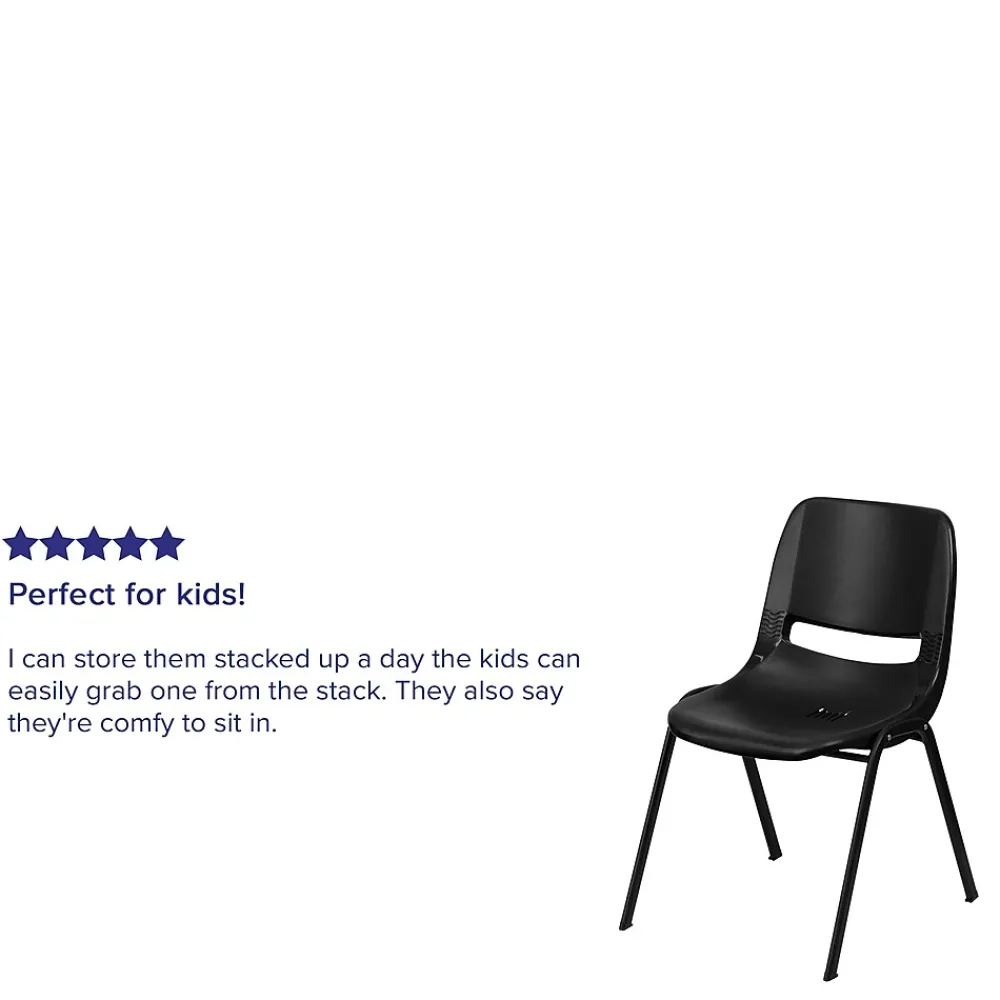 Folding & Stacking*Flash Furniture HERCULES Series Plastic Shell Stack Chair, Black (RUTEO1BK)