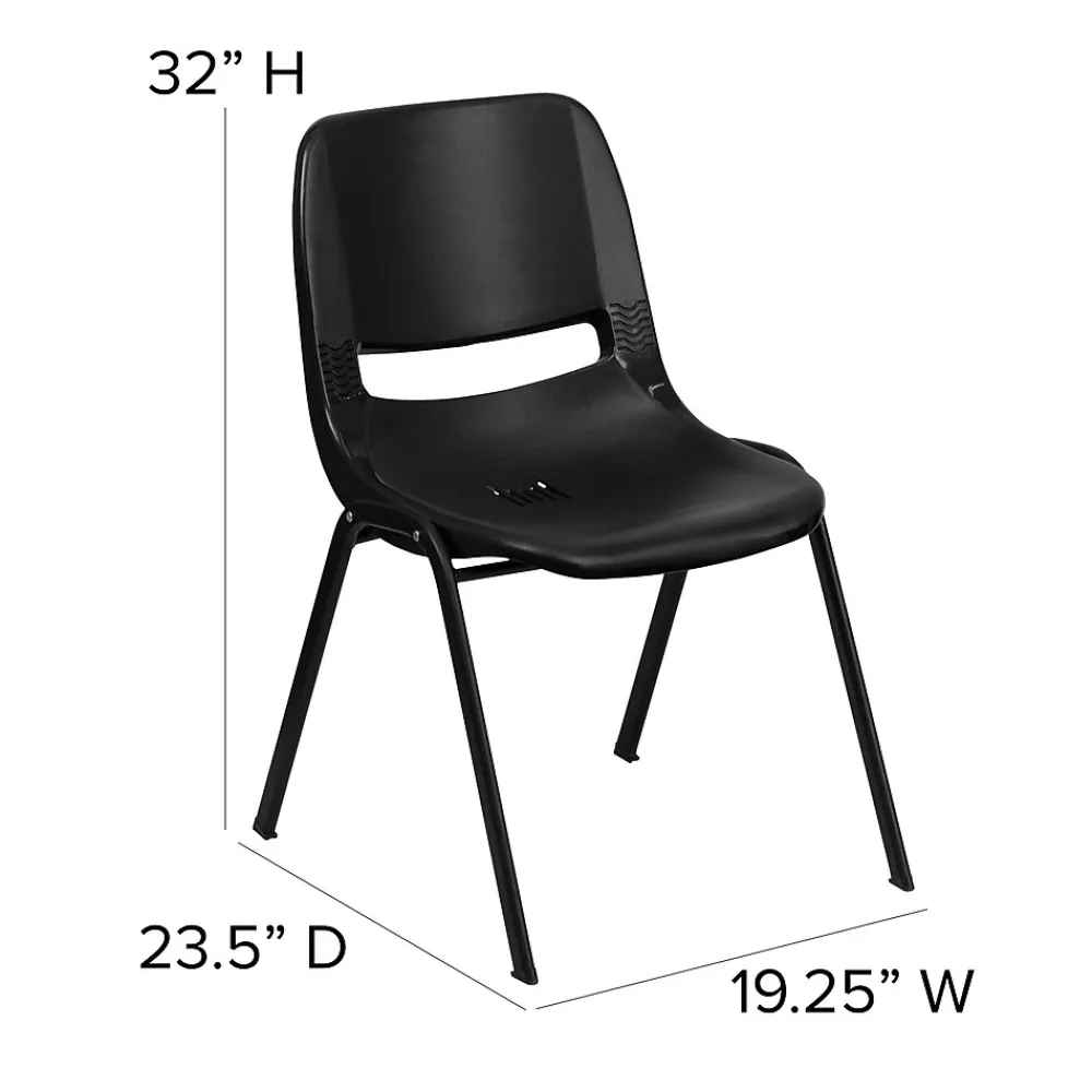 Folding & Stacking*Flash Furniture HERCULES Series Plastic Shell Stack Chair, Black (RUTEO1BK)