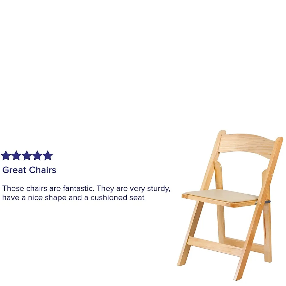 Folding & Stacking*Flash Furniture HERCULES™ Wood Armless Folding Chair, Natural, 4/Pack (4XF2903NATURAL)