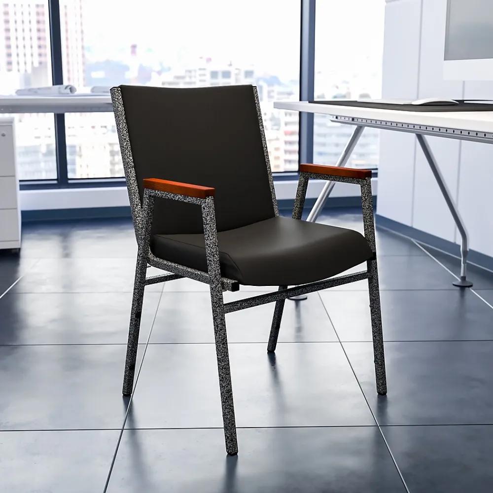 Folding & Stacking*Flash Furniture HERCULES Series Vinyl Stack Chair with Arms, Black (XU60154BKVYL)