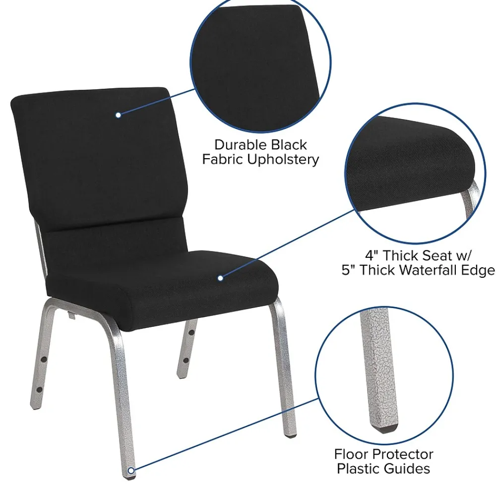 Folding & Stacking*Flash Furniture HERCULES Series Fabric Stacking Church Chair, Black/Silver Vein Frame (XUCH60096BKSV)