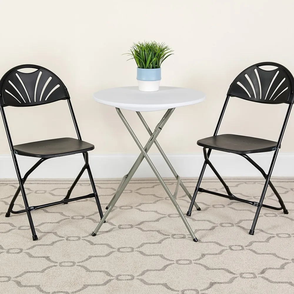 Folding & Stacking*Flash Furniture HERCULES Series 800 lb. Capacity Plastic Fan Back Folding Chair 8/Pack (8LEL4BK)
