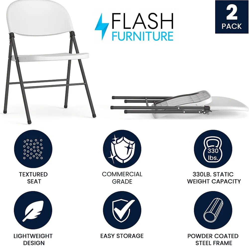 Folding & Stacking*Flash Furniture HERCULES Series Plastic Folding Chair, White, 2/Pack (2DADYCD50WH)