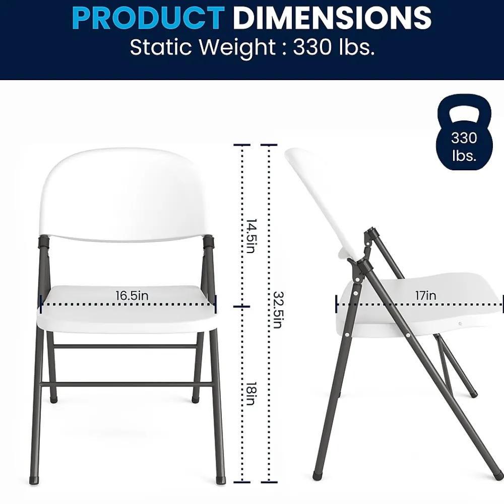 Folding & Stacking*Flash Furniture HERCULES Series Plastic Folding Chair, White, 2/Pack (2DADYCD50WH)
