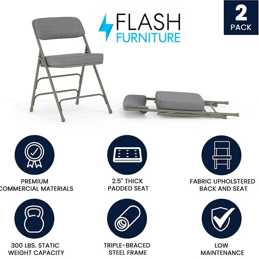 Folding & Stacking*Flash Furniture HERCULES Series Fabric Folding Chair, Gray, 2/Pack (2HAMC320AFGRY)