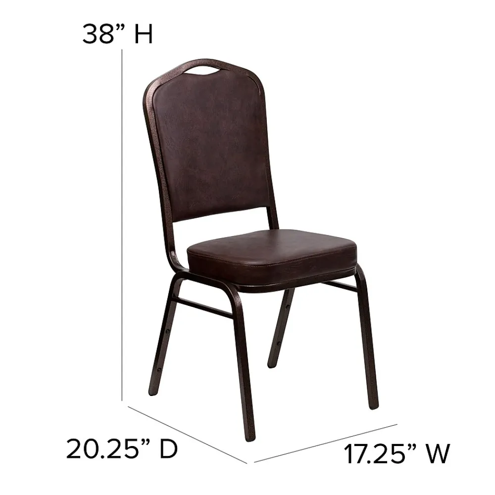 Folding & Stacking*Flash Furniture HERCULES Series Vinyl Banquet Stacking Chair, Brown/Copper Vein Frame, 4 Pack (4FDC01CPRBRNVY)
