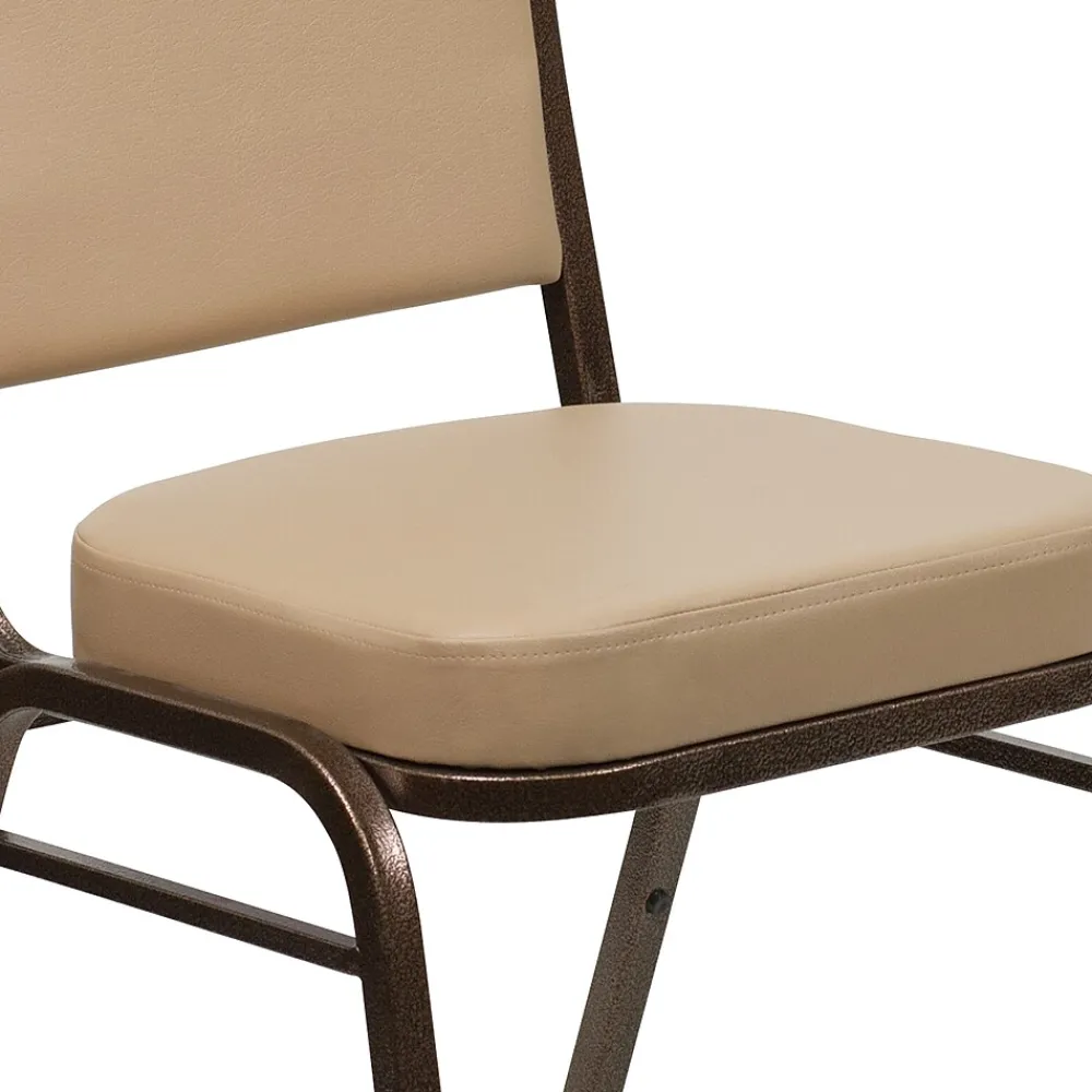 Folding & Stacking*Flash Furniture HERCULES Series Vinyl Banquet Stacking Chair, Tan/Copper Vein Frame, 4 Pack (4FDC01CPRTN)