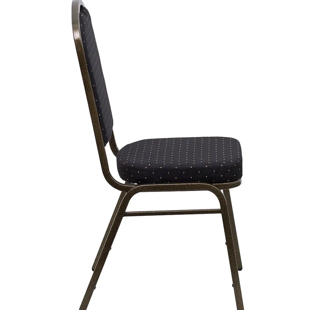 Folding & Stacking*Flash Furniture HERCULES Series Fabric Banquet Stacking Chair, Black Patterned/Gold Vein Frame, 4 Pack (4FDC01GVS0806)