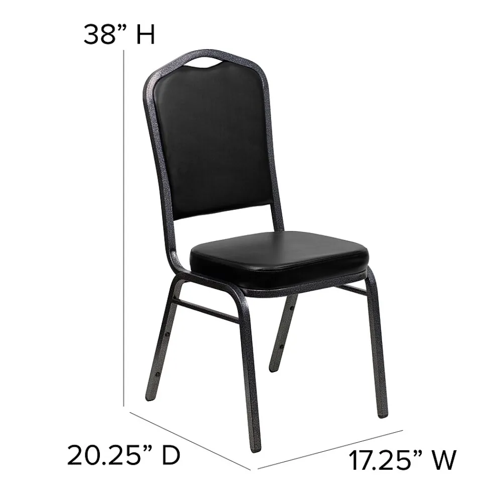 Folding & Stacking*Flash Furniture HERCULES Series Vinyl Banquet Stacking Chair, Black/Silver Vein Frame, 4 Pack (4FDC01SVBKVY)