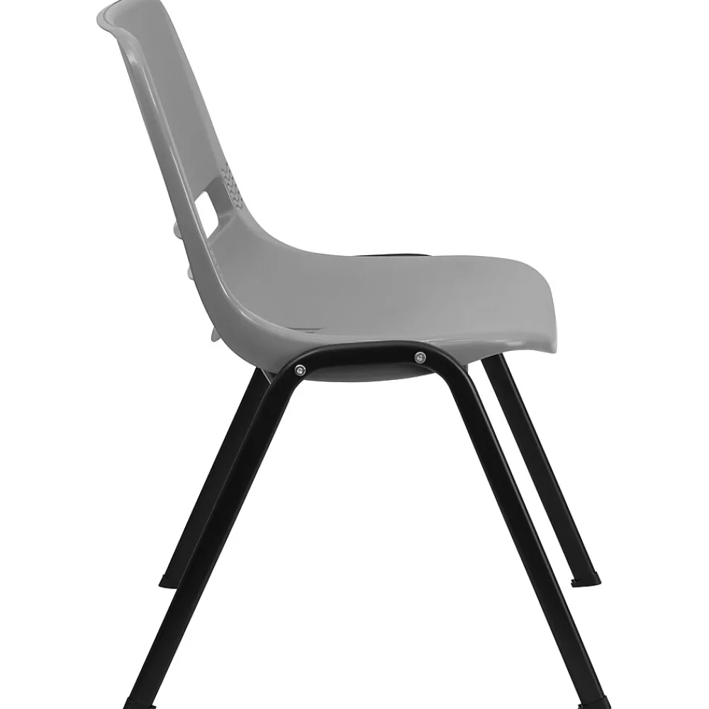 Folding & Stacking*Flash Furniture HERCULES Series Plastic Shell Stack Chair, Gray/Black (RUTEO1GY)
