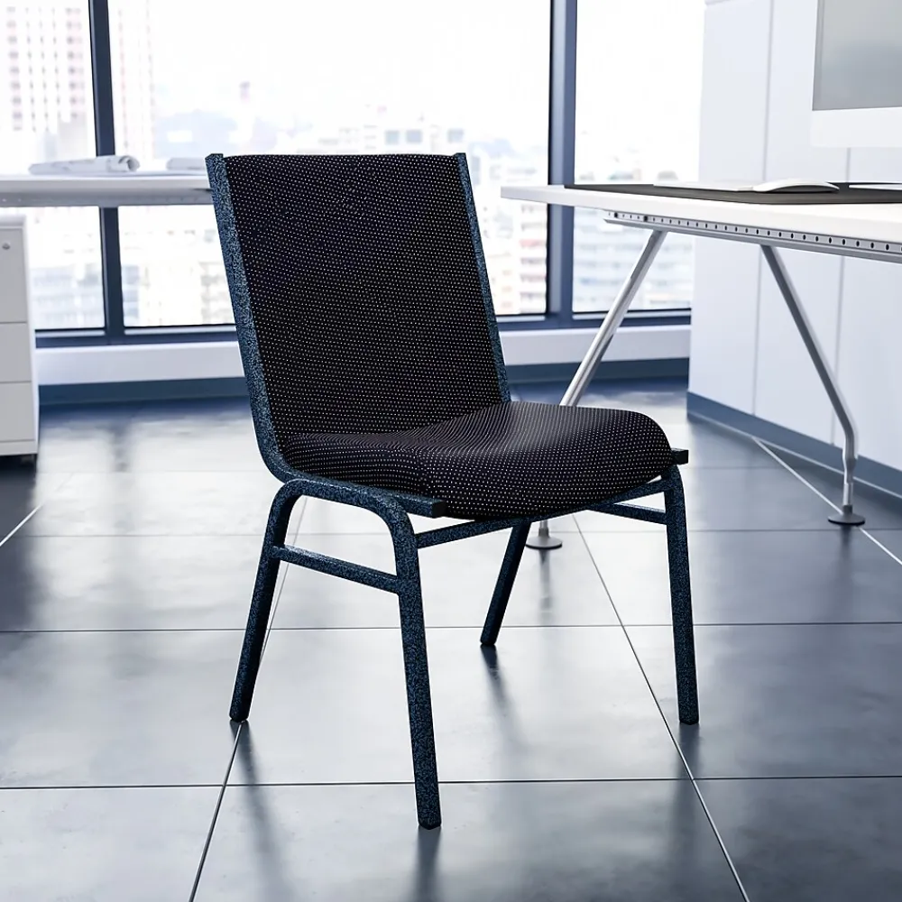 Folding & Stacking*Flash Furniture HERCULES Series Fabric Heavy Duty Stack Chair, Black Dot, 4 Pack (4XU60153BK)